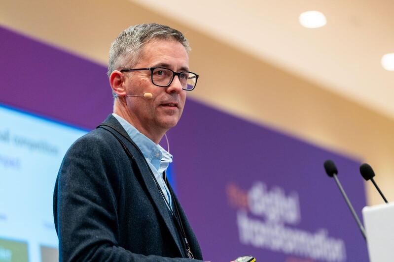 Ed Hornby, Head of Transformation Delivery at the Premier League presenting in 2025